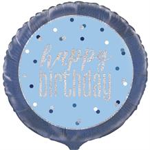 Blue and Silver Holographic Happy Birthday 18" Foil | Helium Balloon