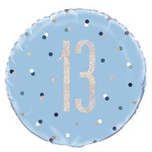 Blue and Silver Holographic 13th Birthday 18" Foil | Helium Balloon