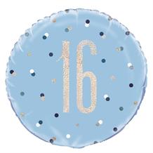 Blue and Silver Holographic 16th Birthday 18" Foil | Helium Balloon