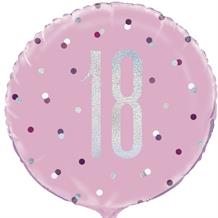 Pink and Silver Holographic 18th Birthday 18" Foil | Helium Balloon