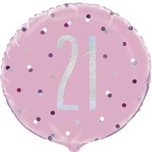 Pink and Silver Holographic 21st Birthday 18" Foil | Helium Balloon