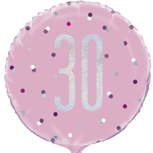 Pink & Silver 30th Birthday Balloons (Foil) | Party Save Smile