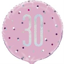 Pink and Silver Holographic 30th Birthday 18" Foil | Helium Balloon
