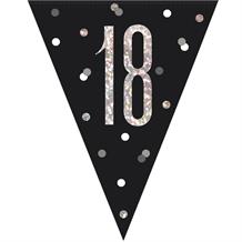 Black & Silver 18th Birthday Bunting | Party Save Smile