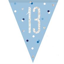 Blue & Silver 13th Birthday Bunting | Party Save Smile