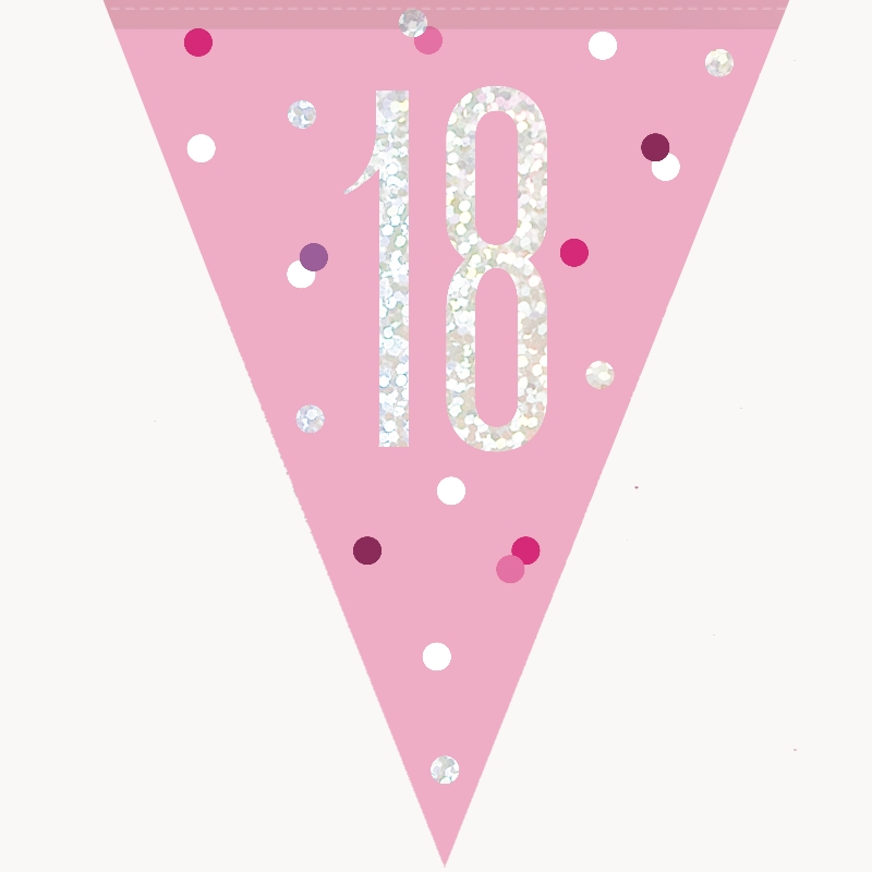 Pink & Silver 18th Birthday Bunting | Party Save Smile