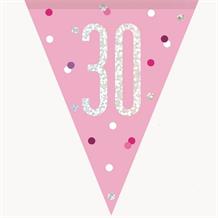 Pink & Silver Bunting 30th Birthday | Party Save Smile