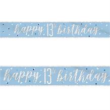 Blue & Silver 13th Birthday Banners (Foil) | Party Save Smile