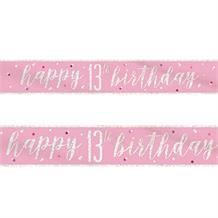 Pink and Silver Holographic 13th Birthday Foil Banner | Decoration
