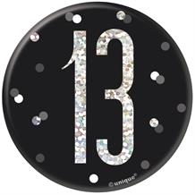 Black and Silver Holographic 13th Birthday Badge
