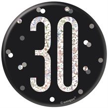 Black and Silver Holographic 30th Birthday Badge