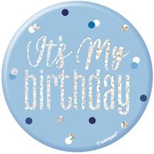 Blue and Silver Holographic It’s My Birthday Badge