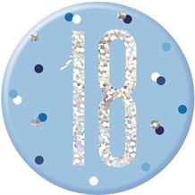 Blue and Silver Holographic 18th Birthday Badge