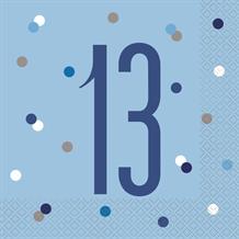 Blue and Silver Holographic 13th Birthday Party Napkins | Serviettes