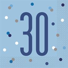 Blue and Silver Holographic 30th Birthday Party Napkins | Serviettes