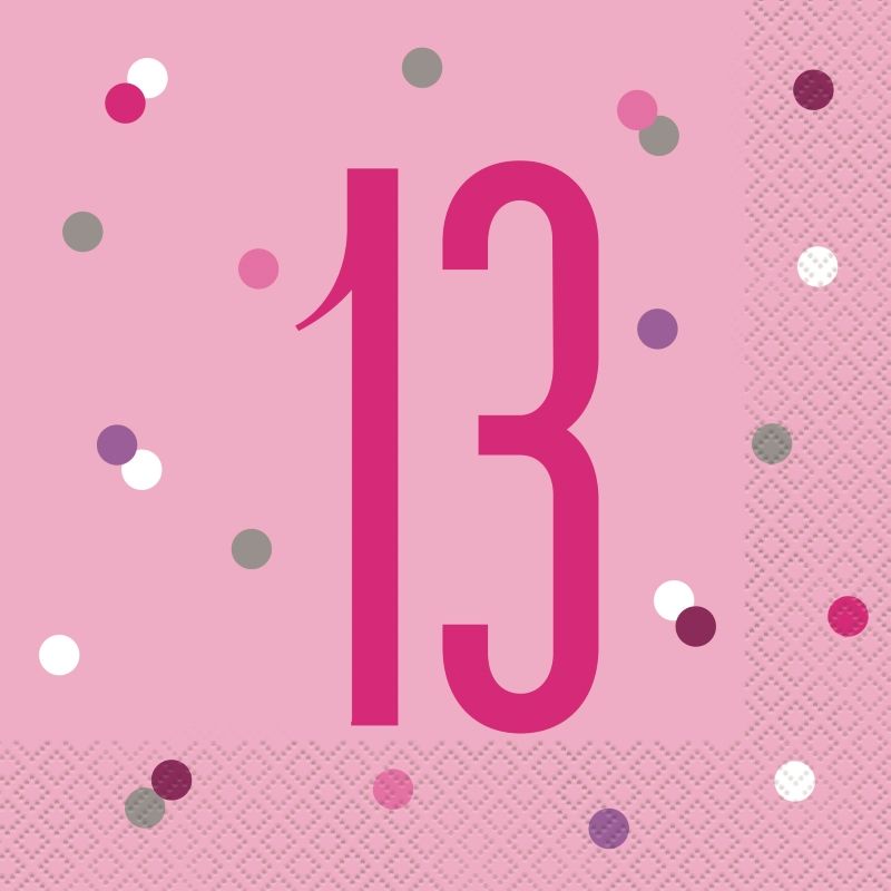 Pink and Silver Holographic 13th Birthday Party Napkins | Serviettes