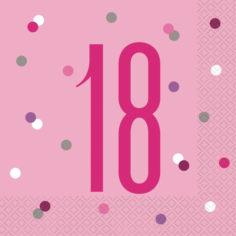 Pink and Silver Holographic 18th Birthday Party Napkins | Serviettes