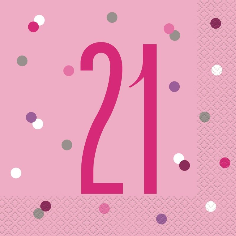 Pink and Silver Holographic 21st Birthday Party Napkins | Serviettes