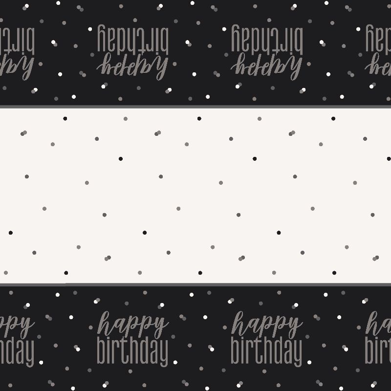Black and Silver Holographic Happy Birthday Party Tablecover | Tablecloth