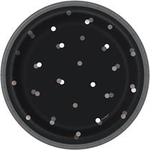 Black and Silver Dots Party Cake Plates