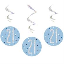 Blue & Silver 21st Birthday Hanging Decorations | Party Save Smile