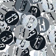 Black and Silver Holographic 13th Birthday Table Confetti | Decoration