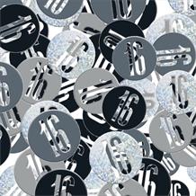 Black and Silver Holographic 16th Birthday Table Confetti | Decoration