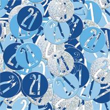 Blue and Silver Holographic 21st Birthday Table Confetti | Decoration