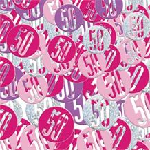 Pink and Silver Holographic 50th Birthday Table Confetti | Decoration