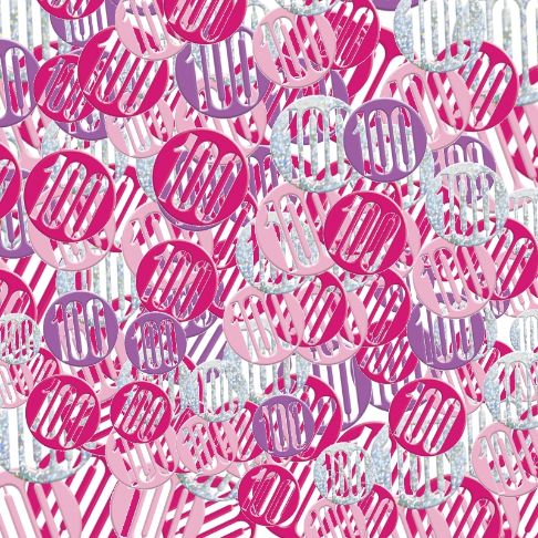 Pink and Silver Holographic 100th Birthday Table Confetti | Decoration