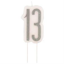 Black & Silver 13th Birthday Candle | Party Save Smile