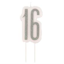 Black & Silver 16th Birthday Candle | Party Save Smile