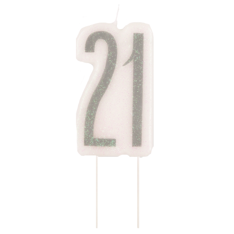 Black and Silver Holographic 21st Birthday Cake Candle | Decoration