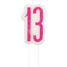 Pink and Silver Holographic 13th Birthday Cake Candle | Decoration