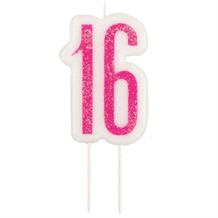 Pink and Silver Holographic 16th Birthday Cake Candle | Decoration