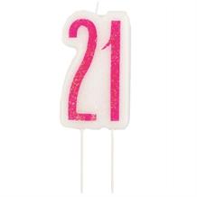 Pink and Silver Holographic 21st Birthday Cake Candle | Decoration