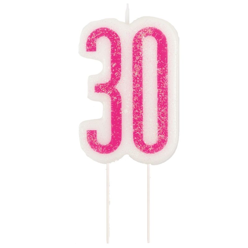 Pink and Silver Holographic 30th Birthday Cake Candle | Decoration