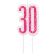 Pink & Silver 30th Birthday Candle | Party Save Smile