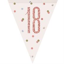Rose Gold Holographic 18th Birthday Flag Banner | Bunting | Decoration