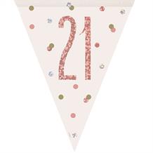 Rose Gold Holographic 21st Birthday Flag Banner | Bunting | Decoration
