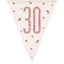 Rose Gold Holographic 30th Birthday Flag Banner | Bunting | Decoration