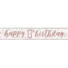 Rose Gold Holographic 13th Birthday Foil Banner | Decoration