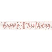 Rose Gold Holographic 30th Birthday Foil Banner | Decoration
