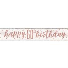 Rose Gold Holographic 60th Birthday Foil Banner | Decoration