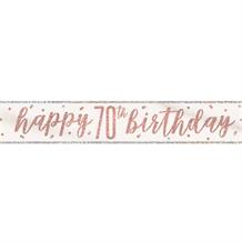 Rose Gold Holographic 70th Birthday Foil Banner | Decoration
