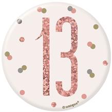 Rose Gold Holographic 13th Birthday Badge