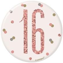 Rose Gold Holographic 16th Birthday Badge