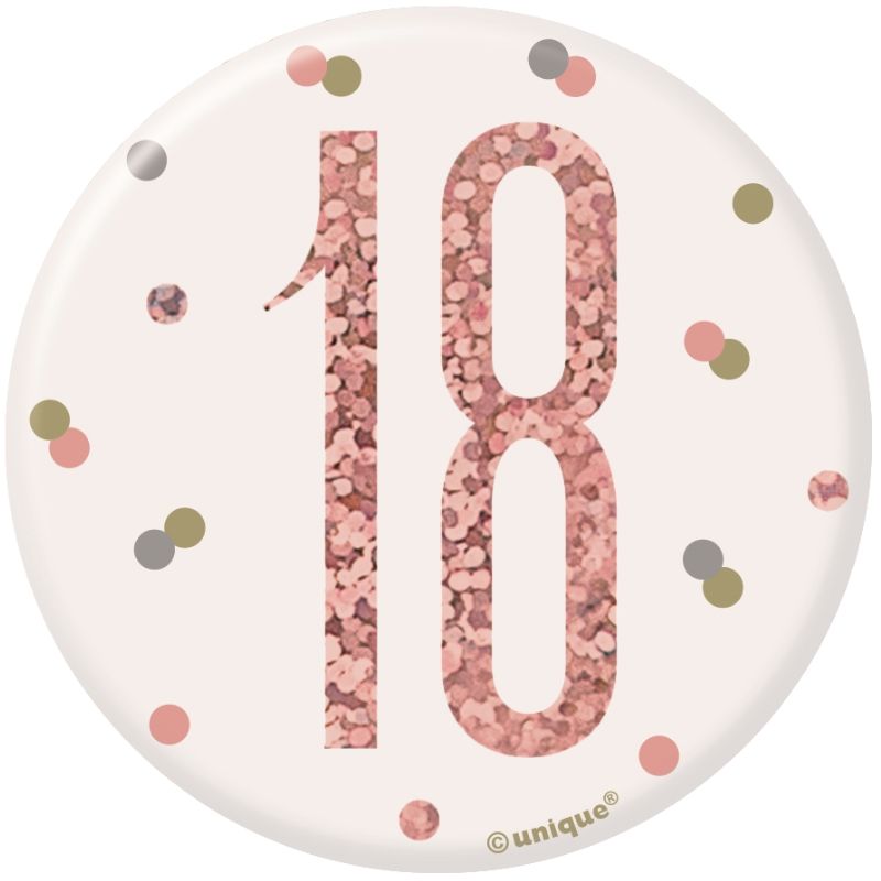 Rose Gold Holographic 18th Birthday Badge