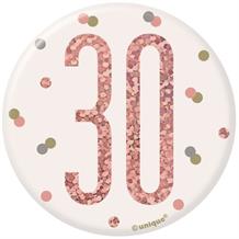 Rose Gold Holographic 30th Birthday Badge