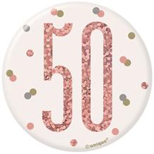 Rose Gold Holographic 50th Birthday Badge